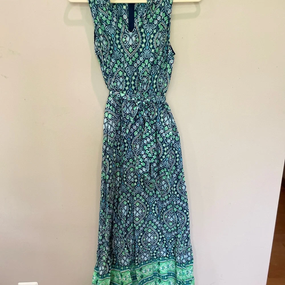Talbots Blue and Green Sleeveless Maxi Sundress - Picture 2 of 5